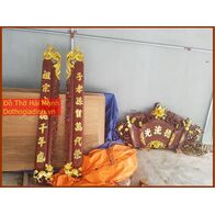 Bộ cuốn thư câu đối gỗ gụ trúc