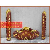 Bộ cuốn thư câu đối gỗ dổi Phượng Nghê