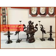 Bộ đỉnh đồng thủ công khảm 60 ngũ sự