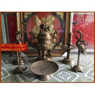 Bộ đỉnh đồng thủ công khảm 70 ngũ sự
