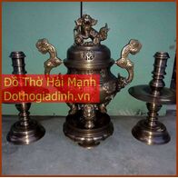 Bộ đỉnh đồng thủ công khảm 50 tam sự
