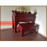 * Bộ bàn thờ gia tiên mẫu triện gỗ hương đỏ 155 kèm bàn cơm