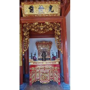 Cửa võng nhà thờ họ mẫu tứ linh thật và tứ linh hóa