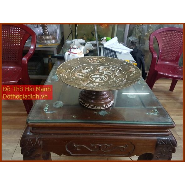 Mâm bồng bằng đồng khảm 33