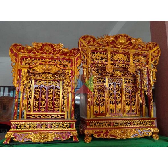 Khám thờ gia tiên mẫu Khám gian gỗ vàng tâm (khám 120)