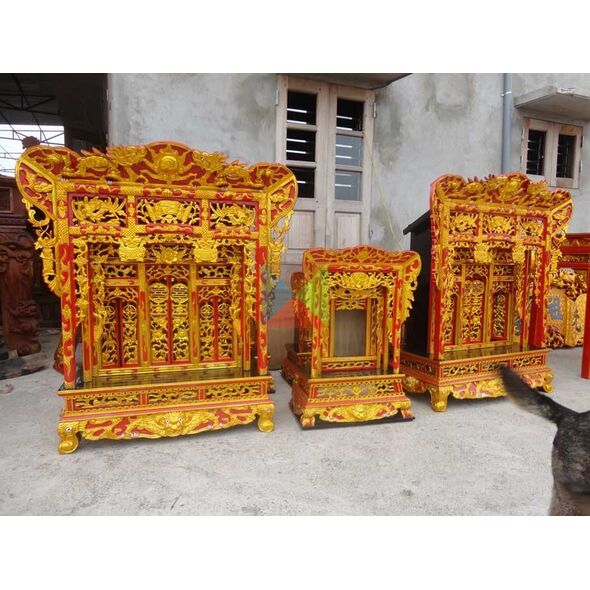 Khám thờ gia tiên mẫu Khám gian gỗ vàng tâm (khám 90)